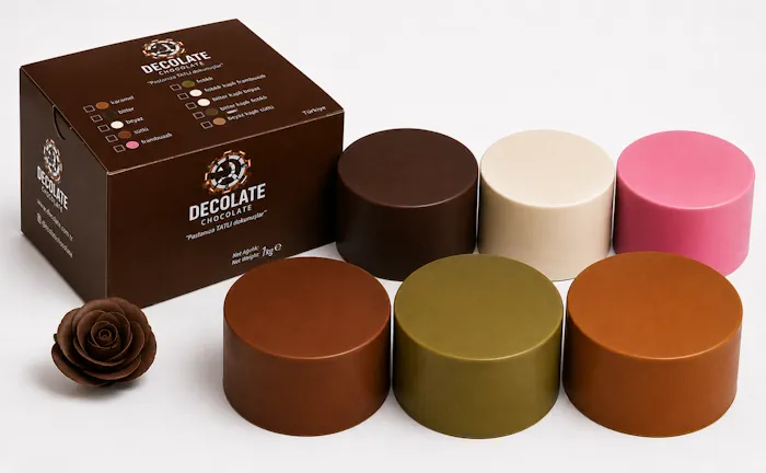 Decolate cylindrical chocolate blocks